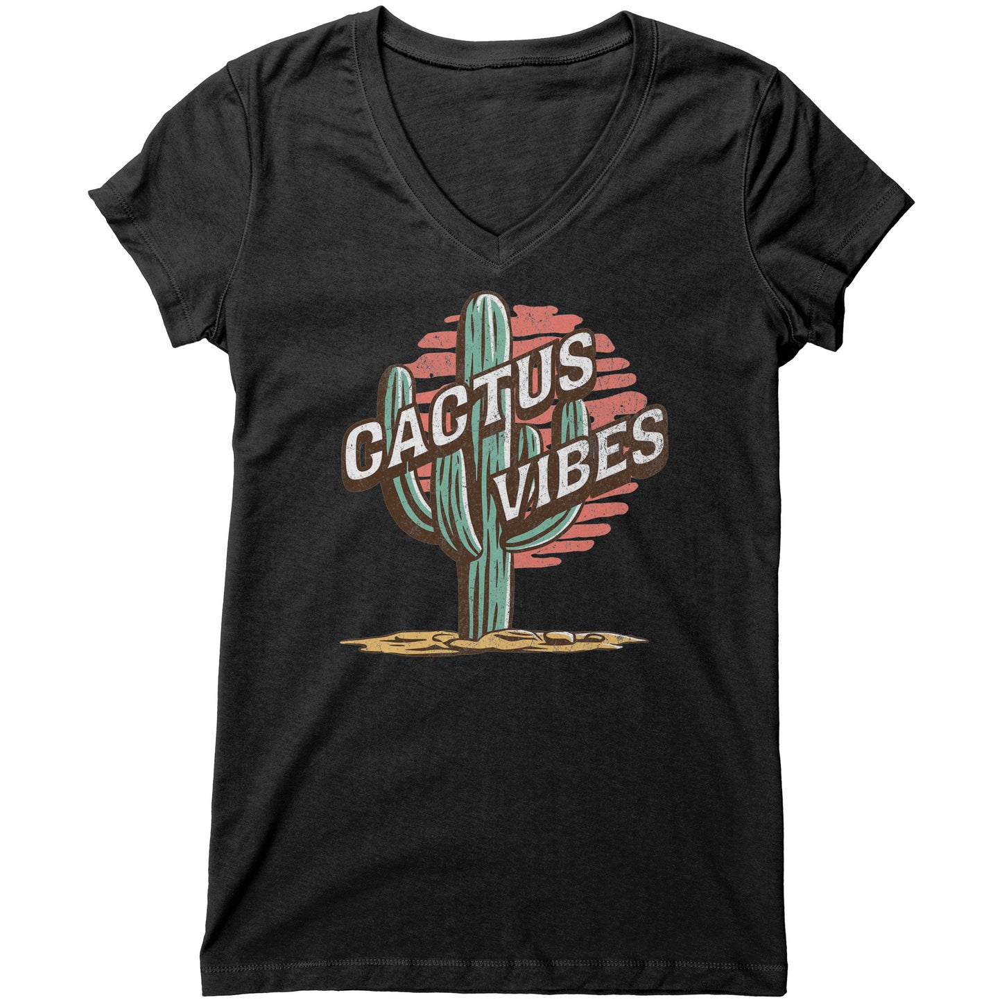 Women's V-Neck Cactus Vibes T-shirt