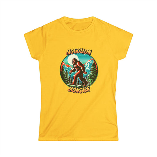 Women's Bigfoot Mogollon Monster Graphic Tee — Retro Sasquatch Mountain T-Shirt